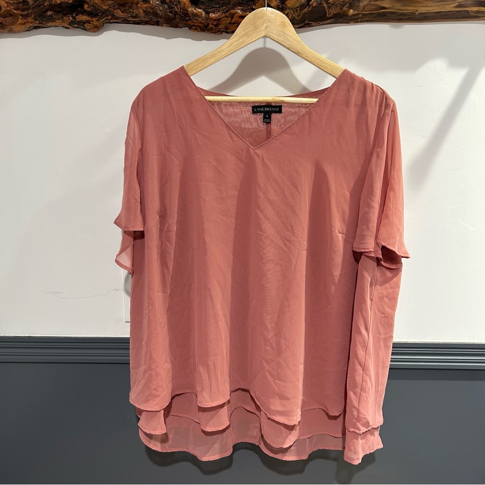 Lane Bryant Women's Pink V-Neck Blouse